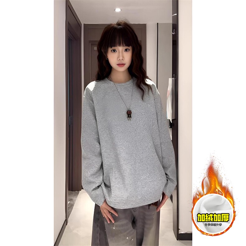 抖音得物品质美式高街重磅曼巴棉结构硬阔boxy版潮牌卫衣长袖T恤,男装T恤,电商A486