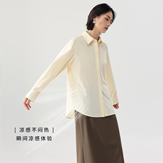 2025春季新款气质衬衣女高级感抗直筒显瘦纯色，女装衬衫，拓晨羊绒
