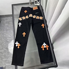 美式街头风设计感刺绣牛仔裤女新款高腰休闲宽松直筒裤Z6045P44，男装牛仔裤，星座1112-1