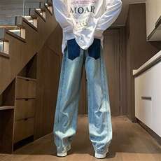 无弹水洗春秋高弹力拉链牛仔裤夏季复古裤子大码高街春秋美式休闲，男装牛仔裤，星座1013-1