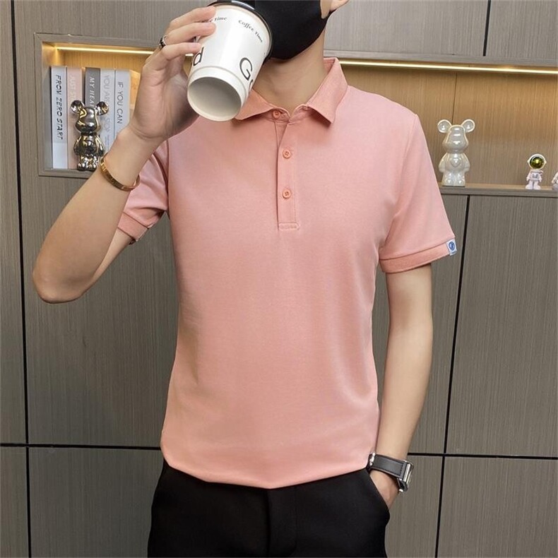 PL913-P40短袖男款polo衫2新款简约纯色半袖t恤帅气百搭带领图片