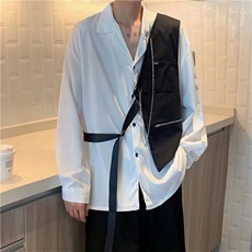 个性设计感马甲拼接撞色薄款长袖项链衬衫男高街外穿上衣CW1019，男装衬衫，星座1116A-1（原606A）