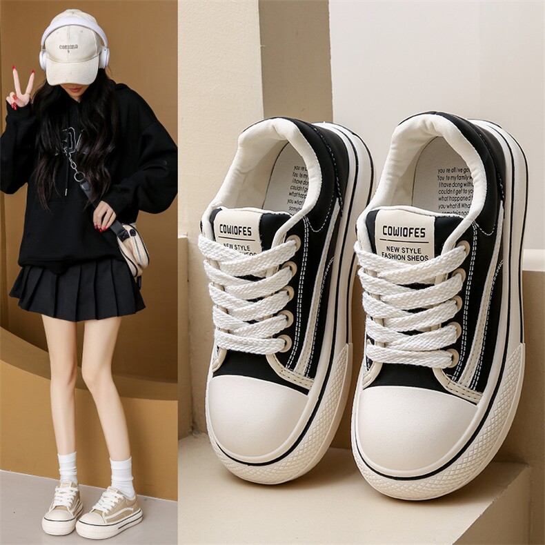 帆布鞋女2024春季新款学生韩版ins百搭厚底板鞋春秋休闲鞋女，女鞋帆布鞋，电商A223