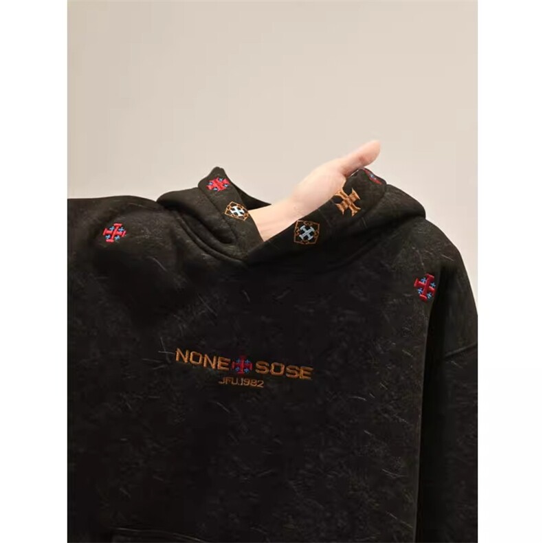 1506/QM180/P46潮牌情侣美式手写刺绣LOGO连帽卫衣,男装卫衣,星座1506