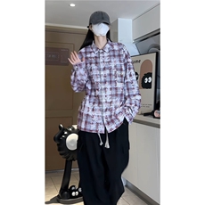 韩版晕染格子衬衫字母款潮流外搭上衣衬衫A061-AC00571-P80，男装衬衫，电商A061