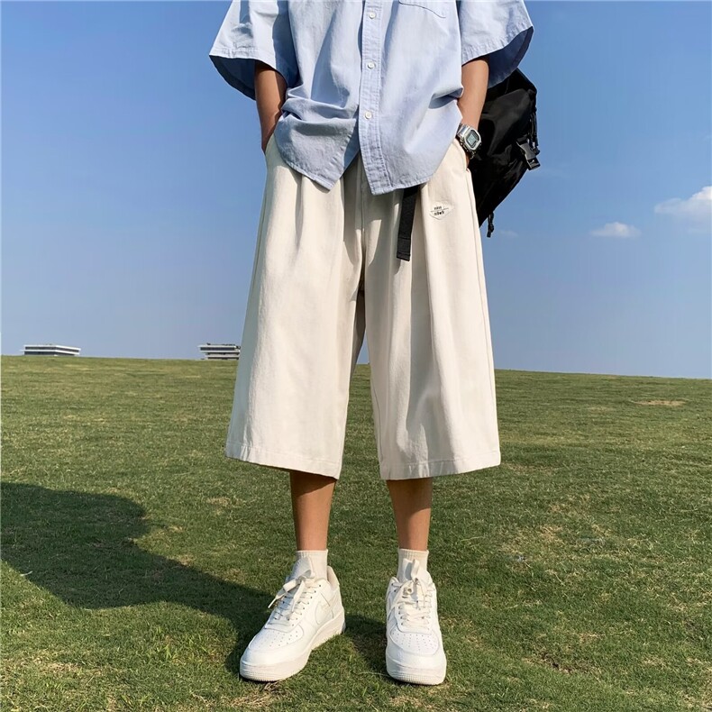 夏季七分裤男生宽松过膝短裤美式ins潮牌休闲7分阔腿中裤DU21,男装牛仔裤,星座1116A-1（原606A）