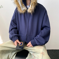 可拆卸毛领夹克外套加绒加厚保暖防风卫衣XZ302B-1-WT3456-P75，男装夹克，星座302B-1