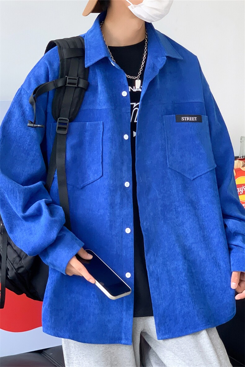 C6085/P40秋装新款水洗灯芯绒衬衫男长袖衬衣大码宽松外套上衣男,男装衬衫,电商A141