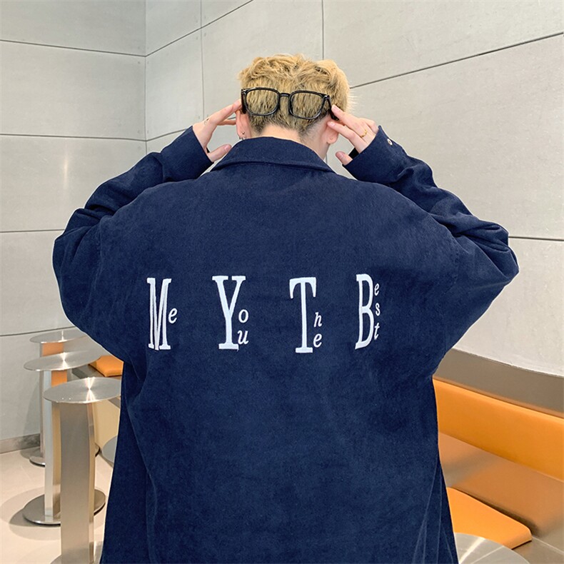 宽松休闲美式肌理感百搭衬衫潮流简约情侣衬衫复古薄款大码外套衣图片