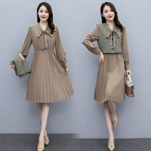 2021秋季新款时尚减龄舒适优雅百褶裙两件套连衣裙，商品下架区商品下架区，岚衣(原川流布茜）