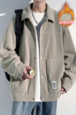 冬新款纯色加棉加厚棉服男单排扣立体贴袋棉衣外套J501J加棉-P90，男装棉衣，电商A001-1