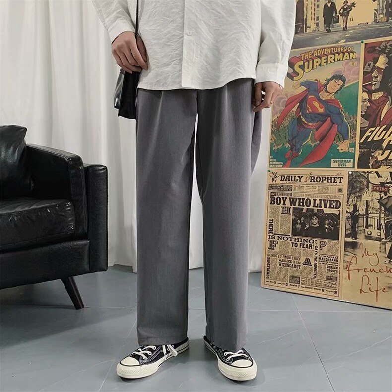 垂感阔腿西裤男宽松百搭港风薄款裤子男直筒休闲长裤601-1-H412,男装西裤,星座601-1