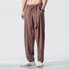 春季中国风棉麻灯笼裤男大码宽松亚麻休闲裤子QT6008-1/K022/P65，男装休闲裤，电商A008