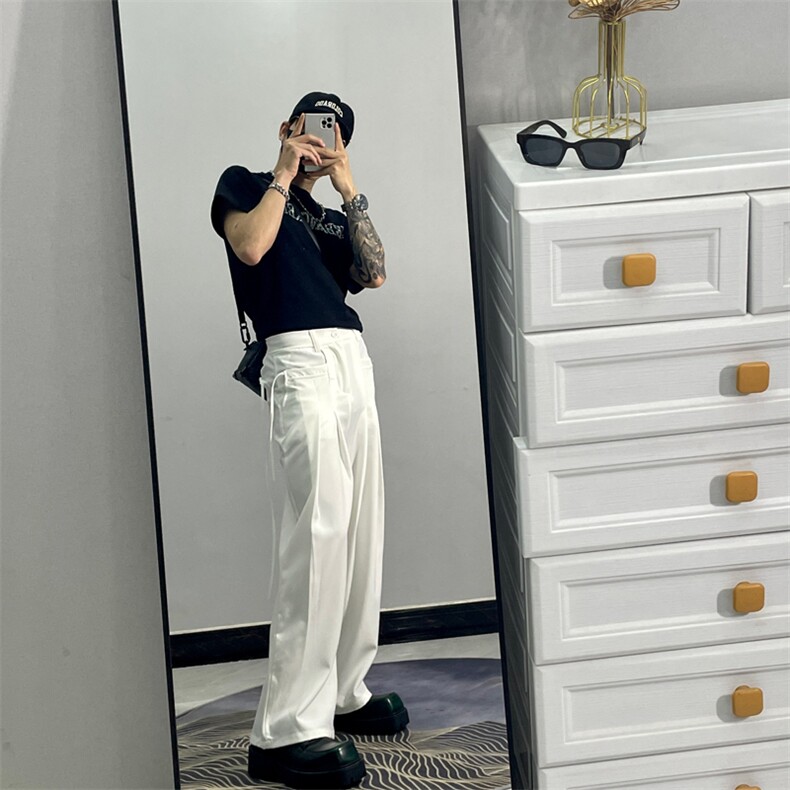潮男ins纯色潮流西裤青春流行原宿新款宽松型夏季JXK30-P48，男装西裤，星座1109-3