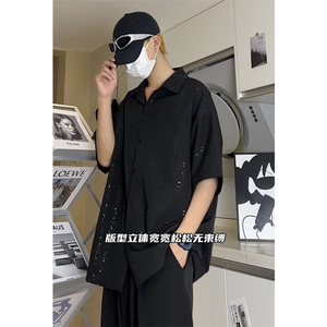 男模切片 满天星空衬衫夏季宽松五分袖痞帅衬衣X1213-C2318-特P35图片