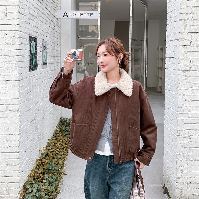 新款有货麂皮绒夹克棉衣外套2C010-2573-P185-K268,女装短外套,2C010