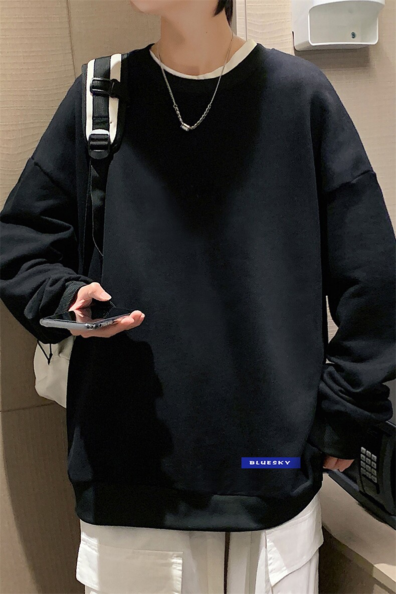S6202-P28加绒款-P33秋季圆领卫衣男大码韩版宽松长袖外套,男装卫衣,电商A040