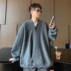港风秋冬款男开衫V领毛衣宽松针织衫休闲线衣外套M5723P58，男装针织衫/毛衣，星座1013-1