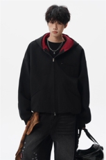 8XL-M美式复古撞色连帽水洗夹克男高级感做旧情侣外套JK1327P88，男装夹克，电商D206-1