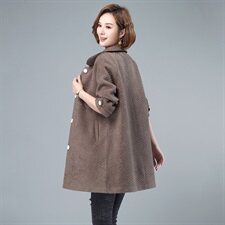 呢子大衣女中长款2021新款秋冬休闲高端羊毛流行毛呢外套高贵，女装毛呢外套，伊满意