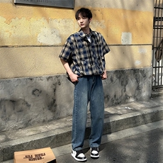 春季垂感复古做旧牛仔裤男直筒宽松阔腿休闲长裤子男潮778-P45，男装牛仔裤，电商A178
