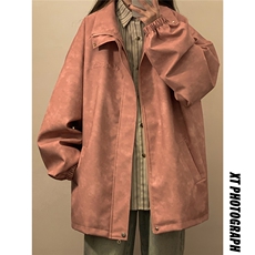 中性风立领PU皮复古做旧面料钢印大码M-5XL夹克男JK77755P95控128，男装夹克，星座227-7