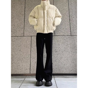 现货5W件冬季三防重磅硬挺boxy短款羽绒立领PU皮棉衣外套加厚棉服图片