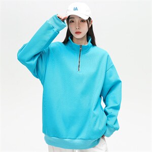 秋季新款基础纯色潮流宽松半高领休闲卫衣情侣款A305-EY-3617-P65图片