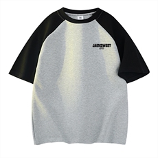 抖音得物高品质二开240克宽松纯棉美式潮牌插肩袖拼接短袖T恤，男装T恤，电商A486
