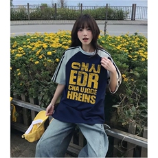 抖音得物品质二开240克宽松纯棉美式潮牌插肩三杠织带短袖T恤，男装T恤，电商A486