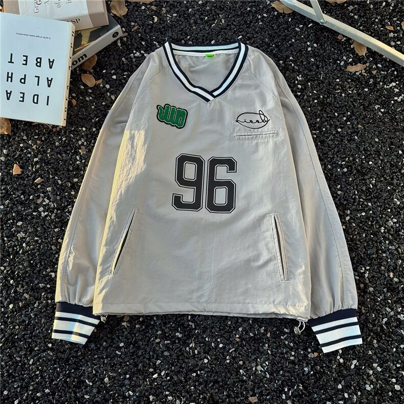简约长袖V领球服美式卫衣新款百搭潮流ins气质日系慵ST701-P41,男装T恤,星座412-3