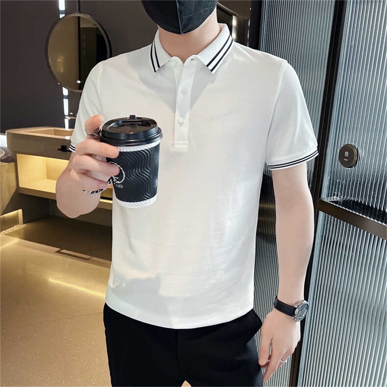 主推品质大码简约撞色领大码短袖翻领Polo衫潮牌上衣T063-38,男装T恤,电商D342