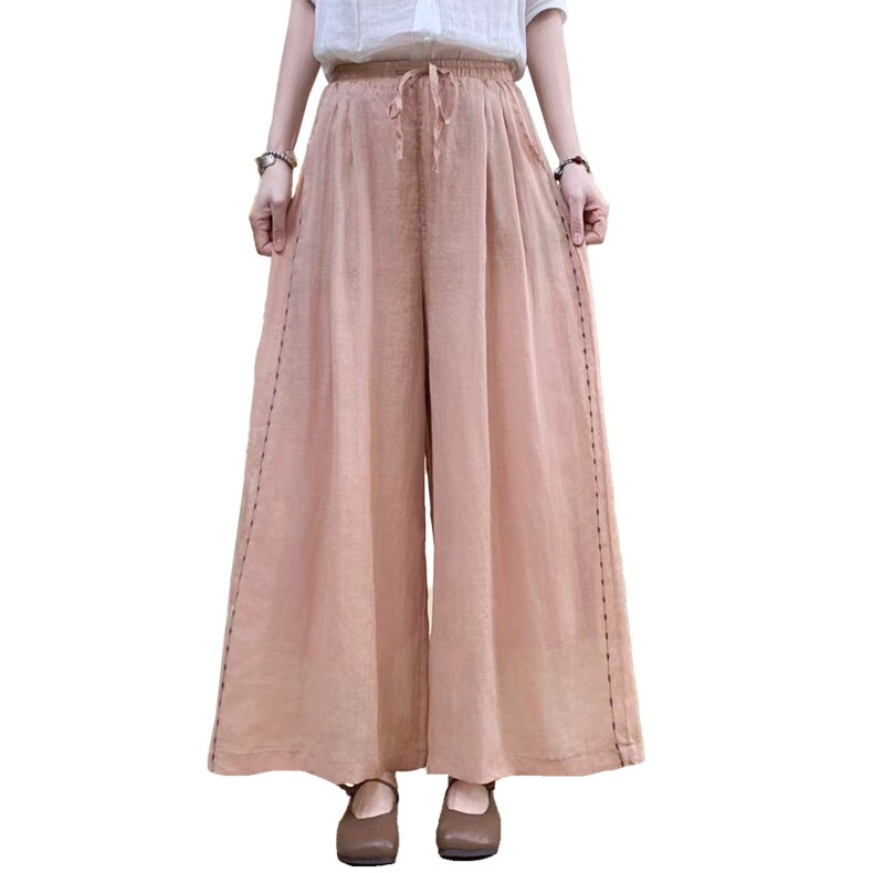 佛系衣服女春季飘逸仙气禅服女复古棉麻素衣外套休闲裤,女装休闲裤,江忆布依