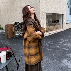 新款现货2B162-2150P370-K549双面羊绒大衣配围巾，女装羊绒大衣，网红馆