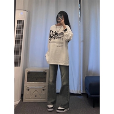 美式hiphop牛仔裤修身直筒微喇叭裤，男装牛仔裤，星座310A-4