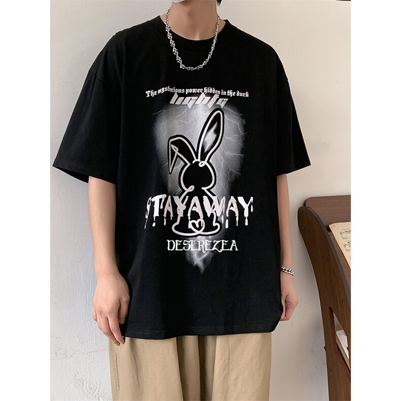 美式高街短袖男士夏2024大码街头印花纯棉XZ225-3-T02-P28控38图片