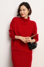 羊绒衫女高领宽松毛衣百搭时尚针织打底衫，女装羊绒衫，五色羊羊绒