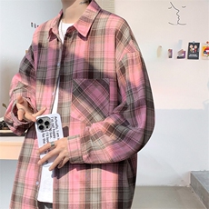 衬衫男2025春季新款港风格子休闲长袖衬衣CS606-特P28无差价，男装衬衫，星座214-3