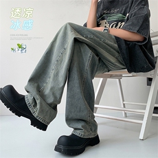 牛仔裤X2454-TP45控价68夏季宽松透气冰丝裤直筒薄款休闲裤，男装休闲裤，电商A102-1