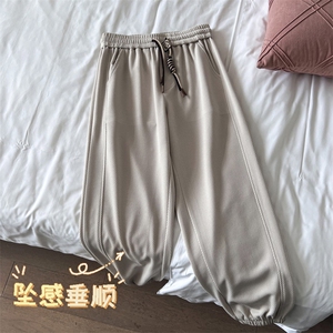 华夫格裤子男宽松休闲束脚裤ins潮设计感运动裤-K926特批32图片