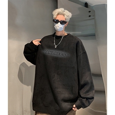 抖音得物供货提供视频秋冬重磅美式麂皮绒圆领卫衣JY356，男装卫衣，电商A486
