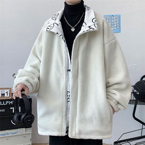 冬季加绒加厚羊羔绒双面穿保暖外套棉衣宽松男装潮MY101P95