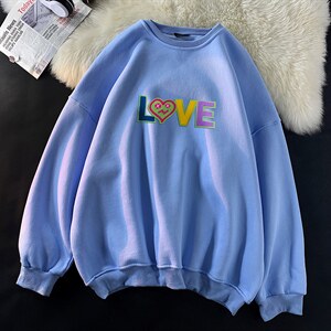 21秋季新品港风宽松大码款十色圆领男女卫衣WY108P40控58,男装卫衣,电商A089-1