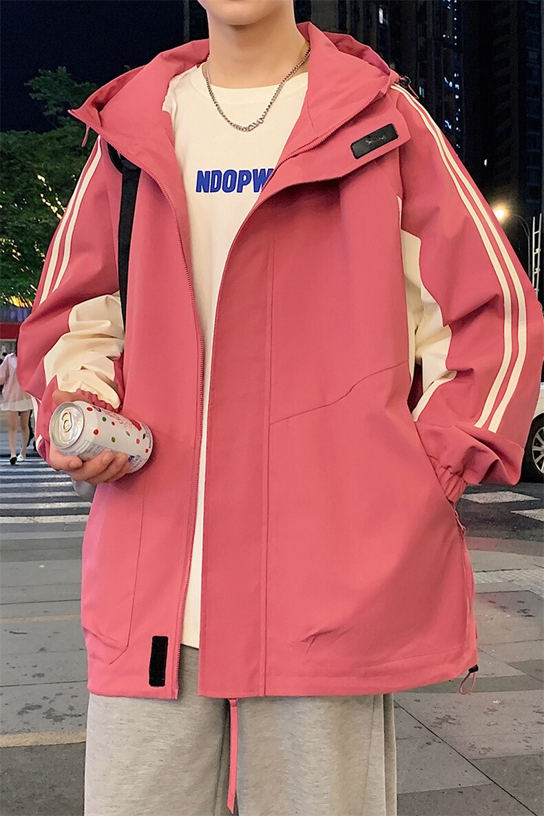 港风可二开中性风宽松夹克撞色拼接防水冲锋衣外套MYJ24-7832-P75,男装夹克,星座717