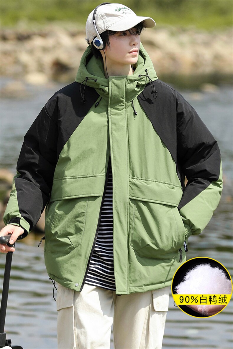 冬上新加绒加厚羽绒服撞色时尚冲锋衣外套男女8319-P220控价318,男装羽绒服,电商A441-1