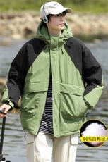 冬上新加绒加厚羽绒服撞色时尚冲锋衣外套男女8319-P220控价318，男装羽绒服，电商A441-1