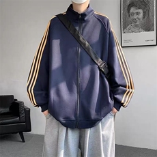 美式潮牌三道杠条纹外套男春秋季宽松休闲立领夹克JK922-P54，男装夹克，星座208-5