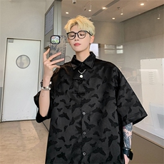 新中式X5525-TP40控价68夏季蝴蝶提花男风盘扣宽松衬衣，男装衬衫，电商A102-1