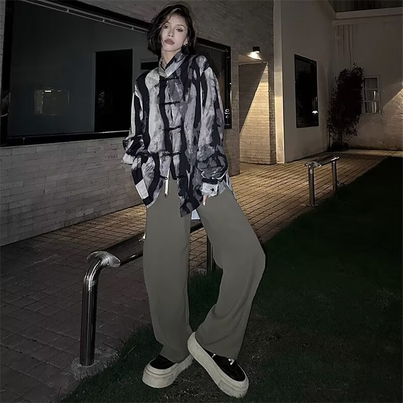 百搭做旧长袖潮原宿新款标准青春流行慵懒衬衫CK027-P40,男装衬衫,星座1109-3