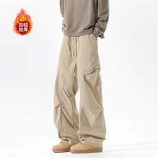 加绒加厚休闲裤高品质褶皱直筒宽松休闲裤男5D2117-TP30不，男装休闲裤，电商A102